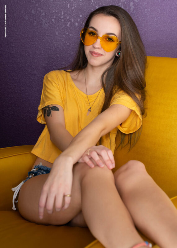 Haley Dubarry Inked Model Yellow Chair Set 01
