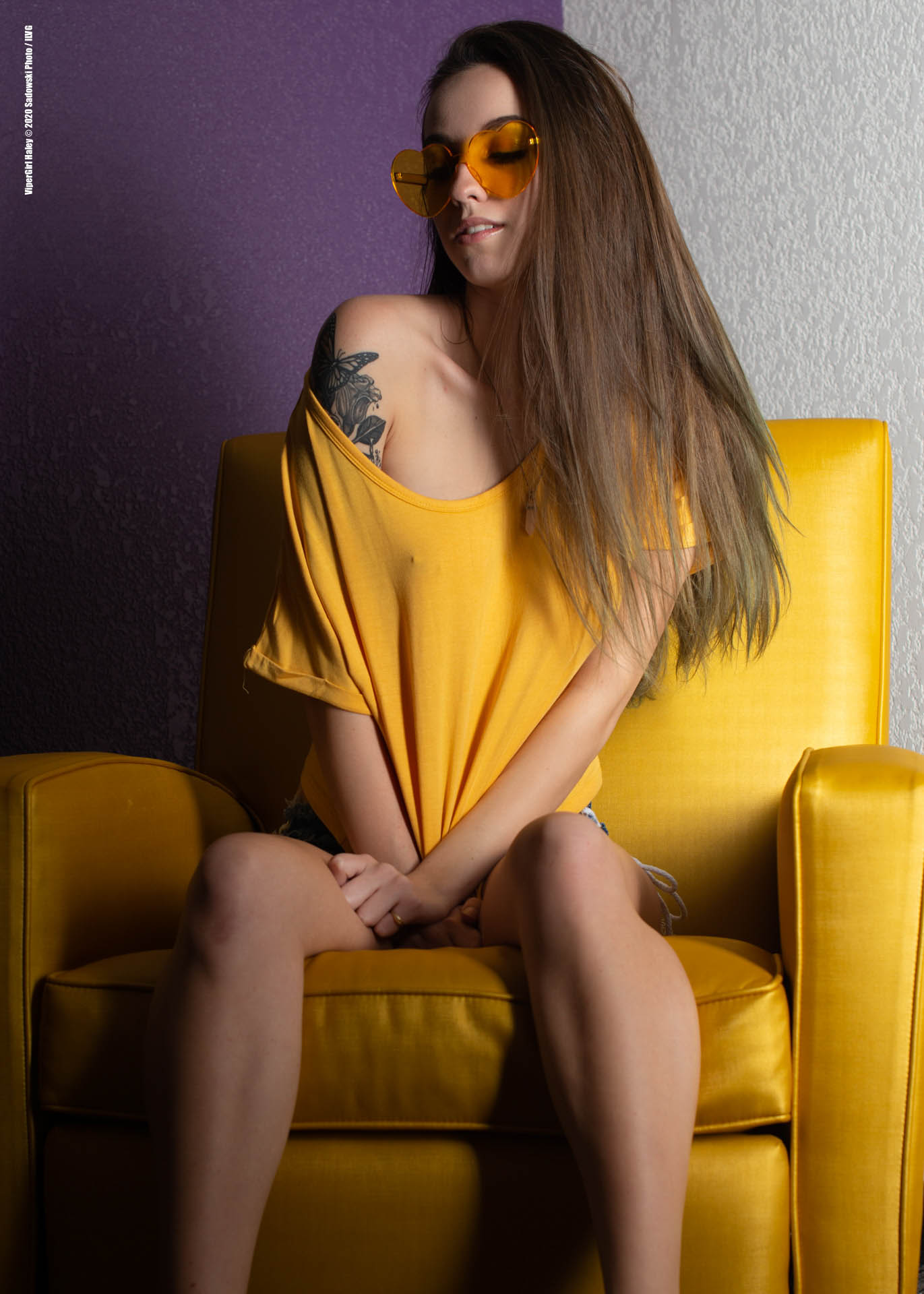Haley Dubarry | Inked Cover Girl Model Yellow Chair Set 01