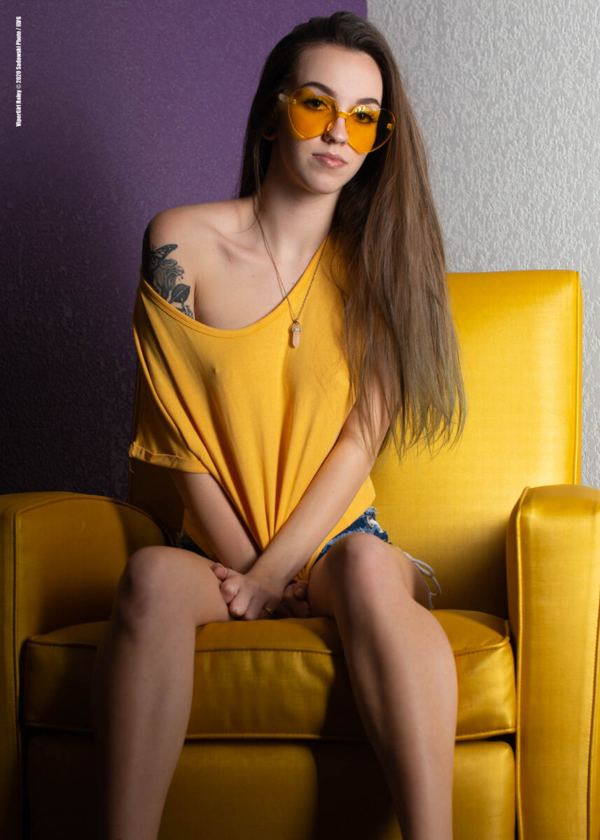 Haley Dubarry Inked Model Yellow Chair Set 01