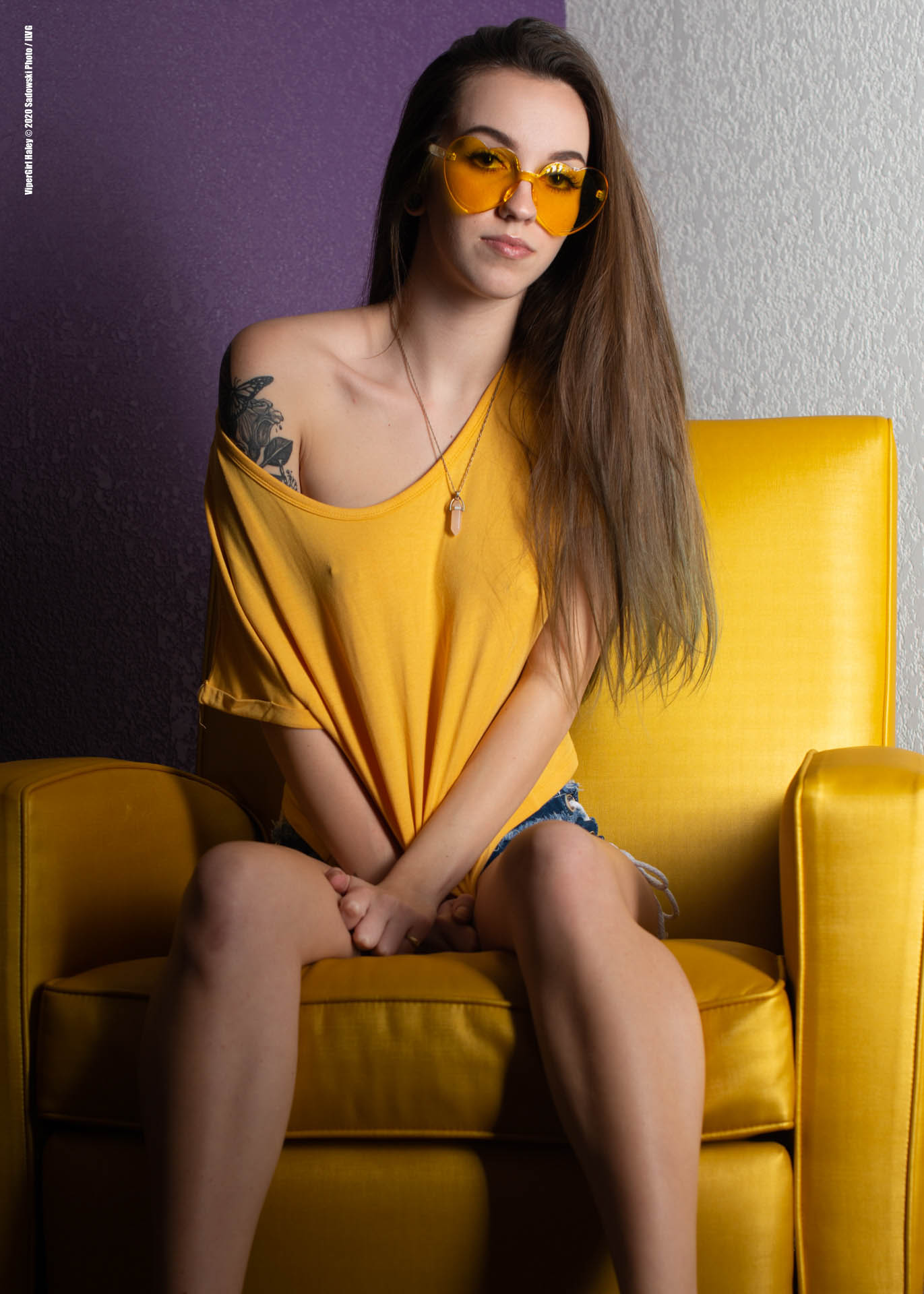 Haley Dubarry | Inked Cover Girl Model Yellow Chair Set 01